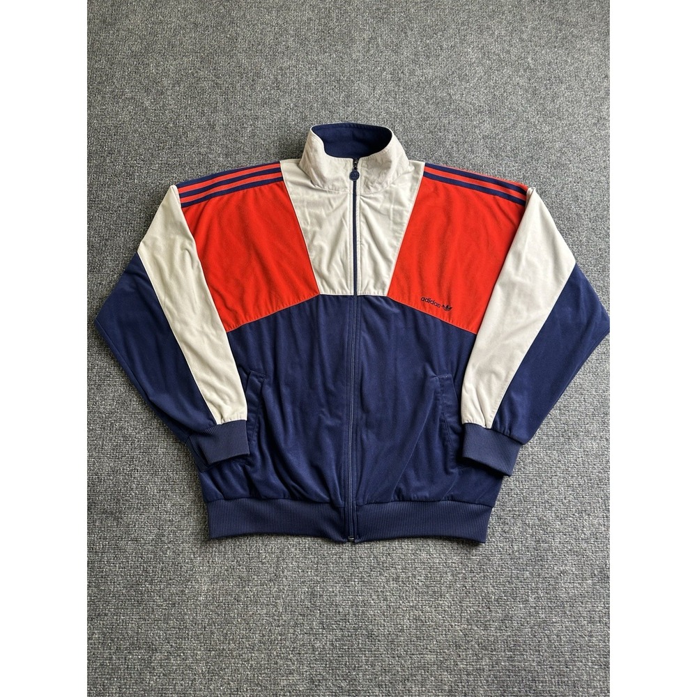 Mens Vintage Adidas Trefoil Velour Colorblock Track Jacket Korea, Size XL